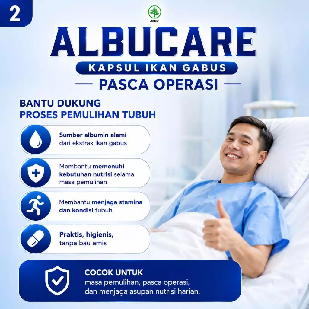 Albucare Kapsul Ekstrak Ikan Gabus Obat Pengering Luka Bekas Pasca Operasi Caesar Mempercepat Penyembuhan Luka Jahitan Luka 2