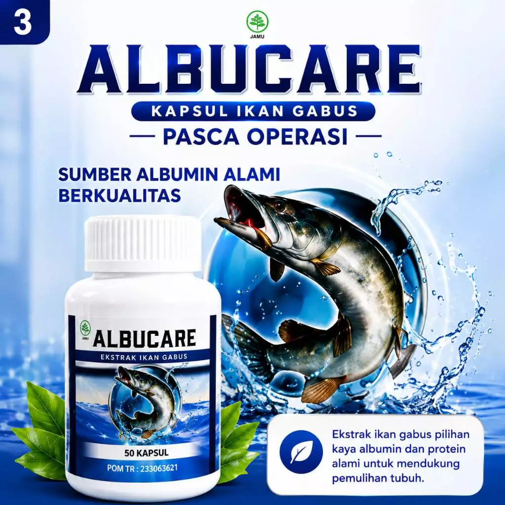 ALBUCARE Kapsul Ekstrak Ikan Gabus Obat Herbal Penyembuh Luka Jahitan Luka Bekas Operasi Luka Kecelakaan Pengering Luka 4