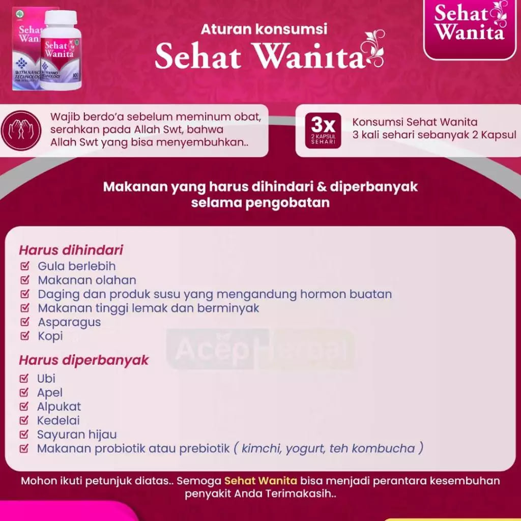 Sehat Wanita Original Isi 100 kapsul Untuk Membantu Atasi Masalah Kewanitaan dan Promil Obat Herbal Keputihan Haid Bau Gatal Benjolan 3